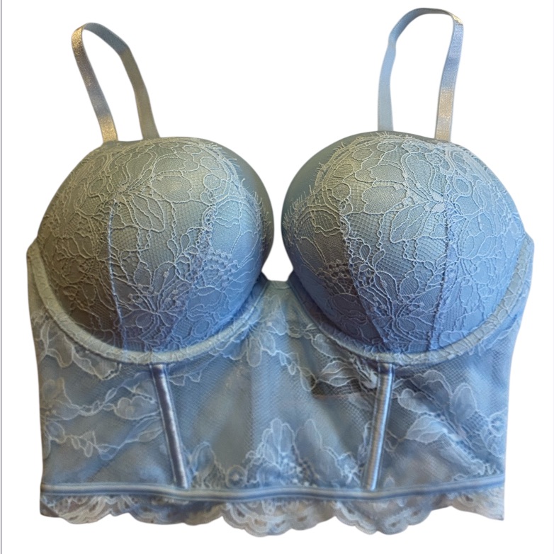 Victoria Secret Bra 34d Very Sexy Push Up Light Blue Lace Adds 2 Cup
